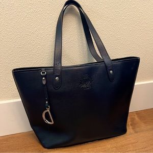 Lauren Ralph Lauren Black Sloan Street Classic Tote w/ Embossed Logo & Charm